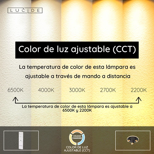 Lucide EVERINA - Lámpara de techo - Ø 40 cm - LED Regul. - CCT - 2200K/6500K - Negro | Essential - USP